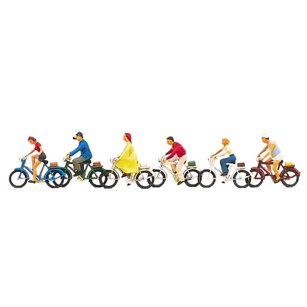 Lot de 6 cyclistes - Preiser 10091 - HO 1/87