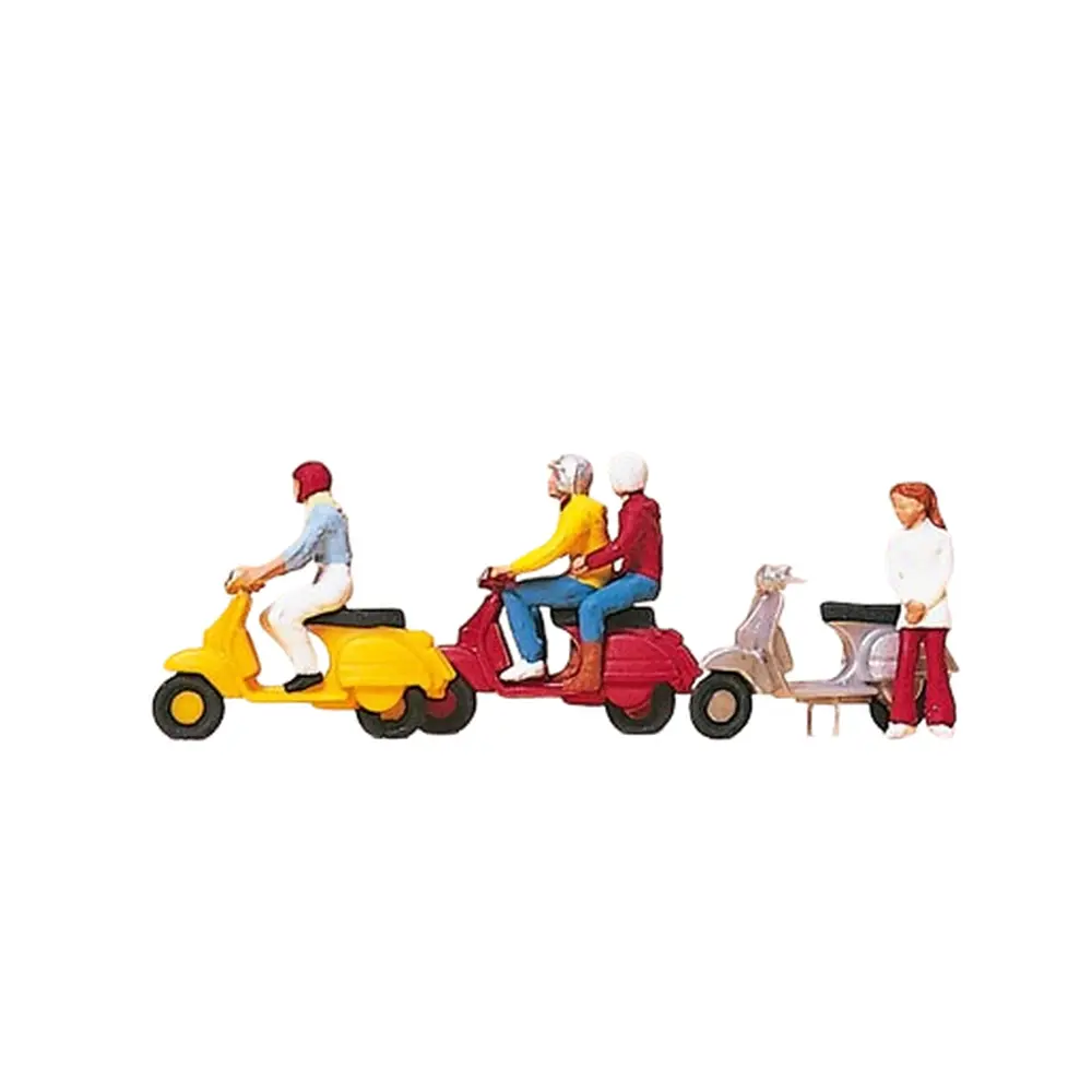 Lot de 4 Personnages motocyclistes - Preiser 10128 - HO 1/87