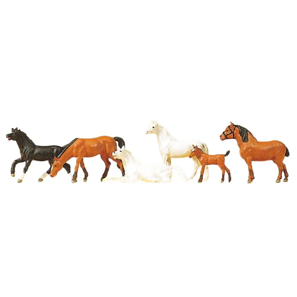 Lot de 6 Chevaux - PREISER 10150 - HO 1/87