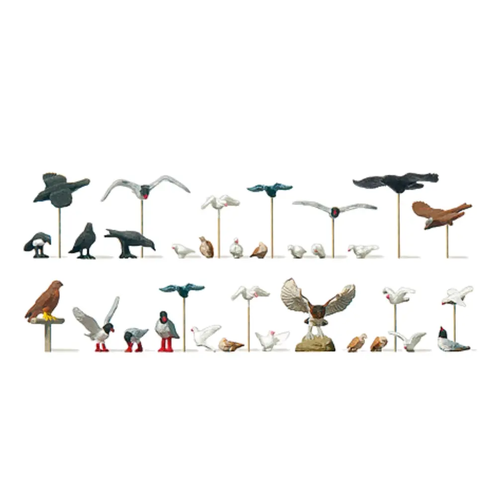 Ensemble d'oiseaux variés Preiser 10169 - HO 1:87