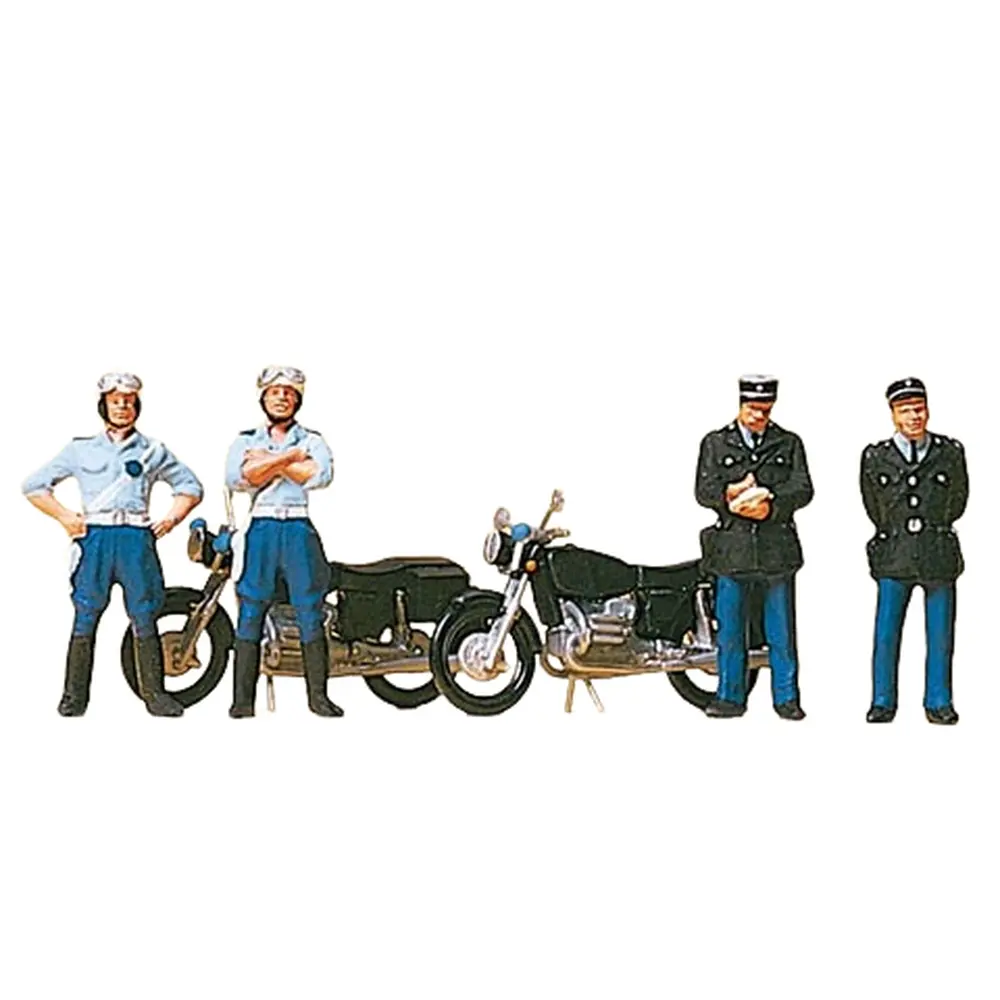 Pack de 4 Policiers + 2 Motos - Preiser 10191 - HO 1/87
