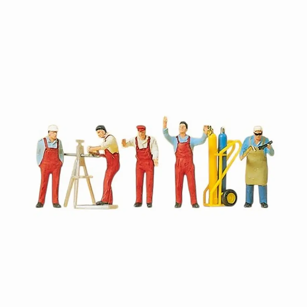 5 artisans et accessoires - Preiser 10243 - HO 1/87