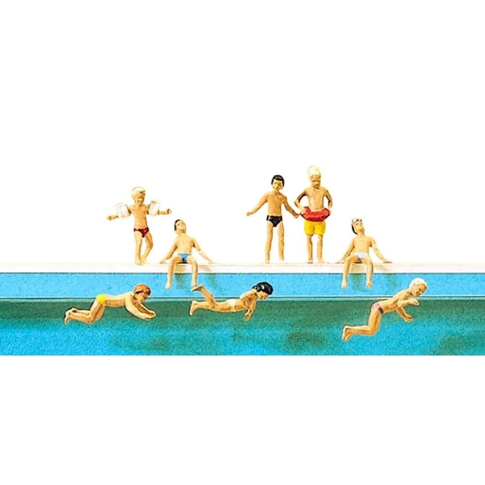 Lot de 8 Enfants - A La Piscine - Preiser 10307 - HO : 1/87