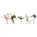 Lot de 5 personnages patineurs artistiques - Preiser 10314 - HO 1/87