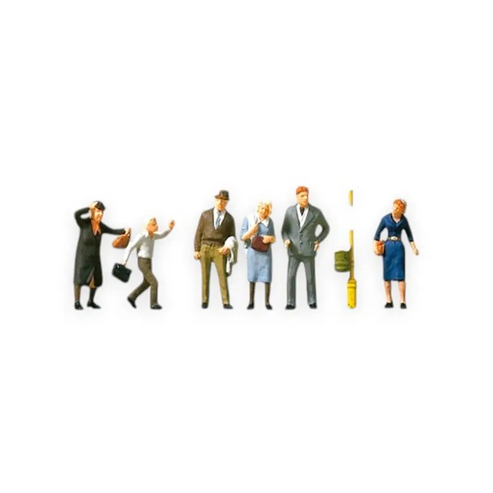 Personnages à l'arrêt de tramway - Preiser 10414 - HO 1/87
