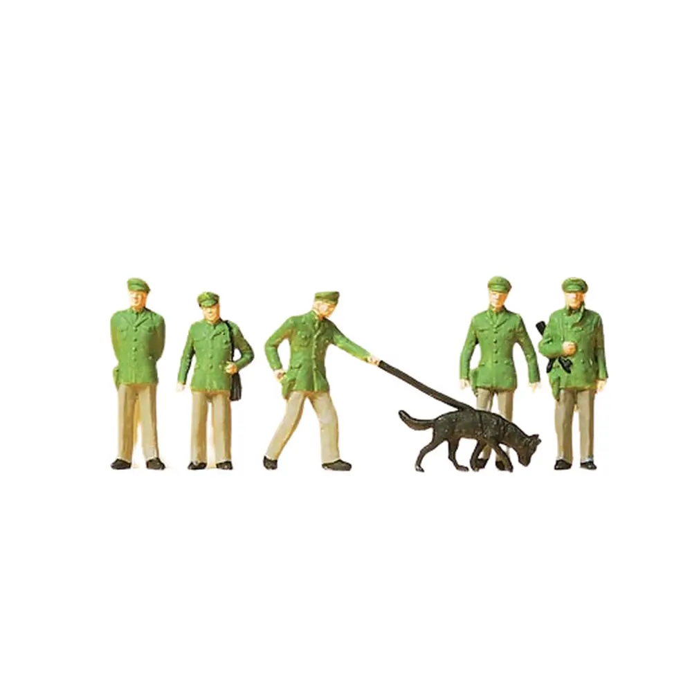 Lot de 5 policiers et 1 chien - PREISER 14008 - HO 1/87