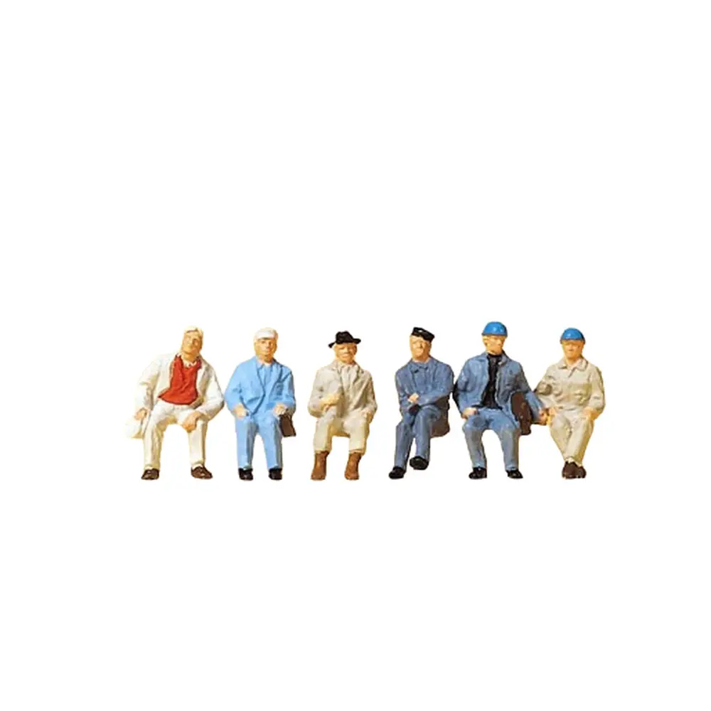 Lot de 6 Travailleurs Assis - Preiser 14145 - HO 1/87