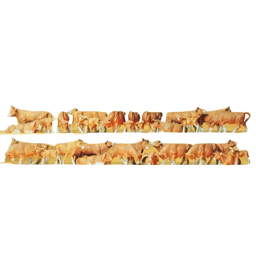 Lot de 30 vaches & veaux marrons - Preiser 14409 - HO 1/87