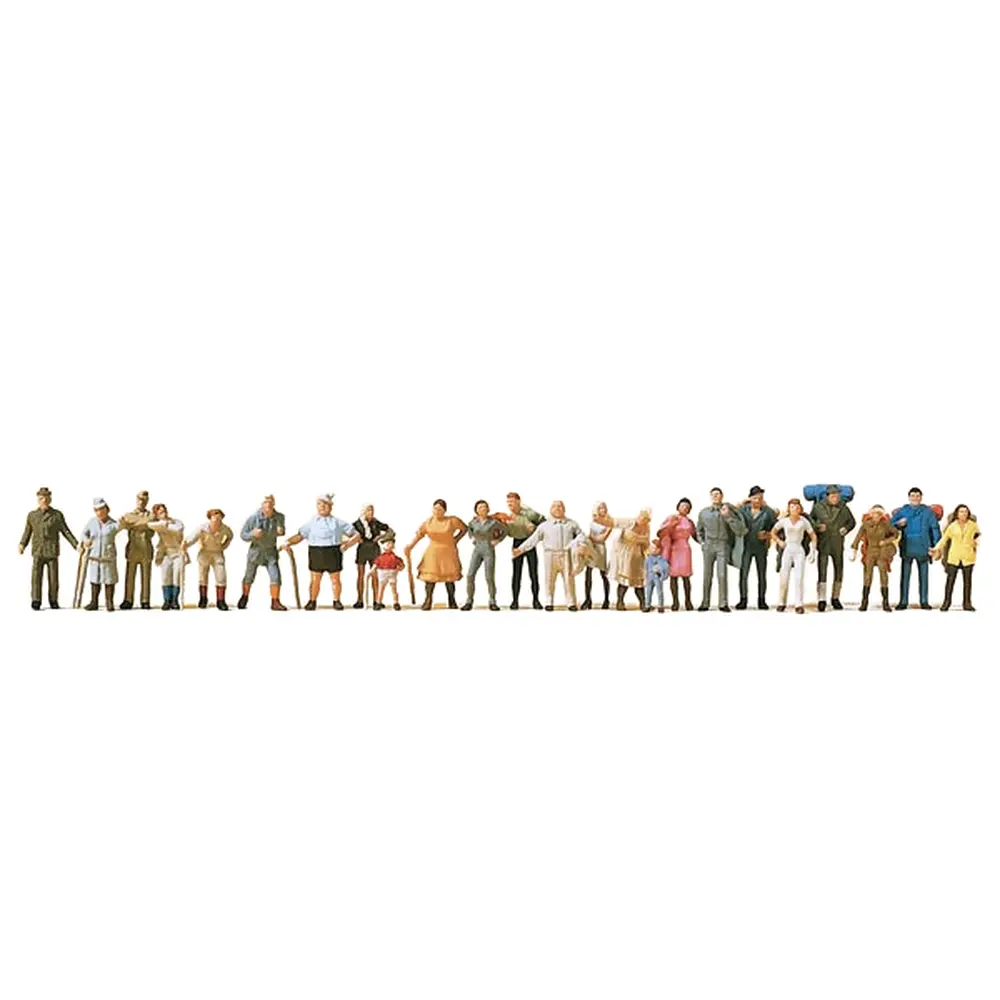 Lot de 24 Personnages Auto-Stoppers + Randonneurs - PREISER 14413 - HO : 1/87