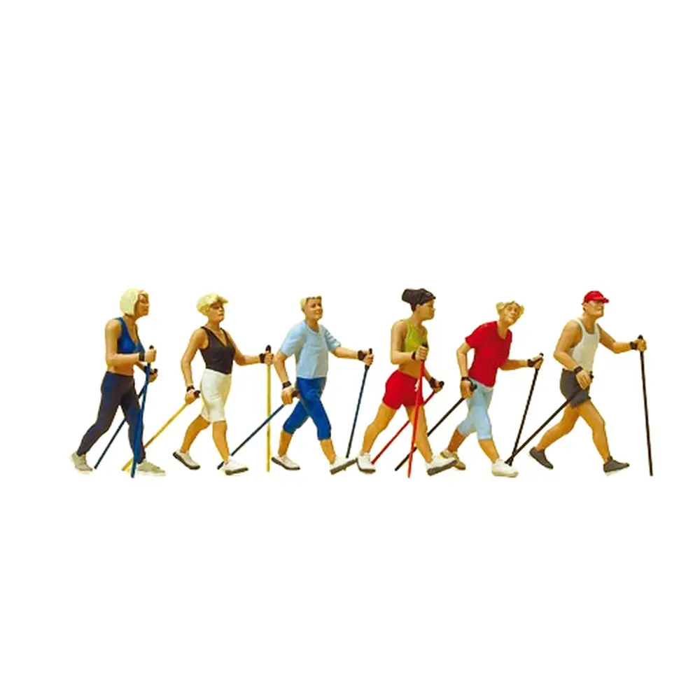 Lot de 6 Personnages - La Marche Nordique - PREISER 10575 - HO : 1/87