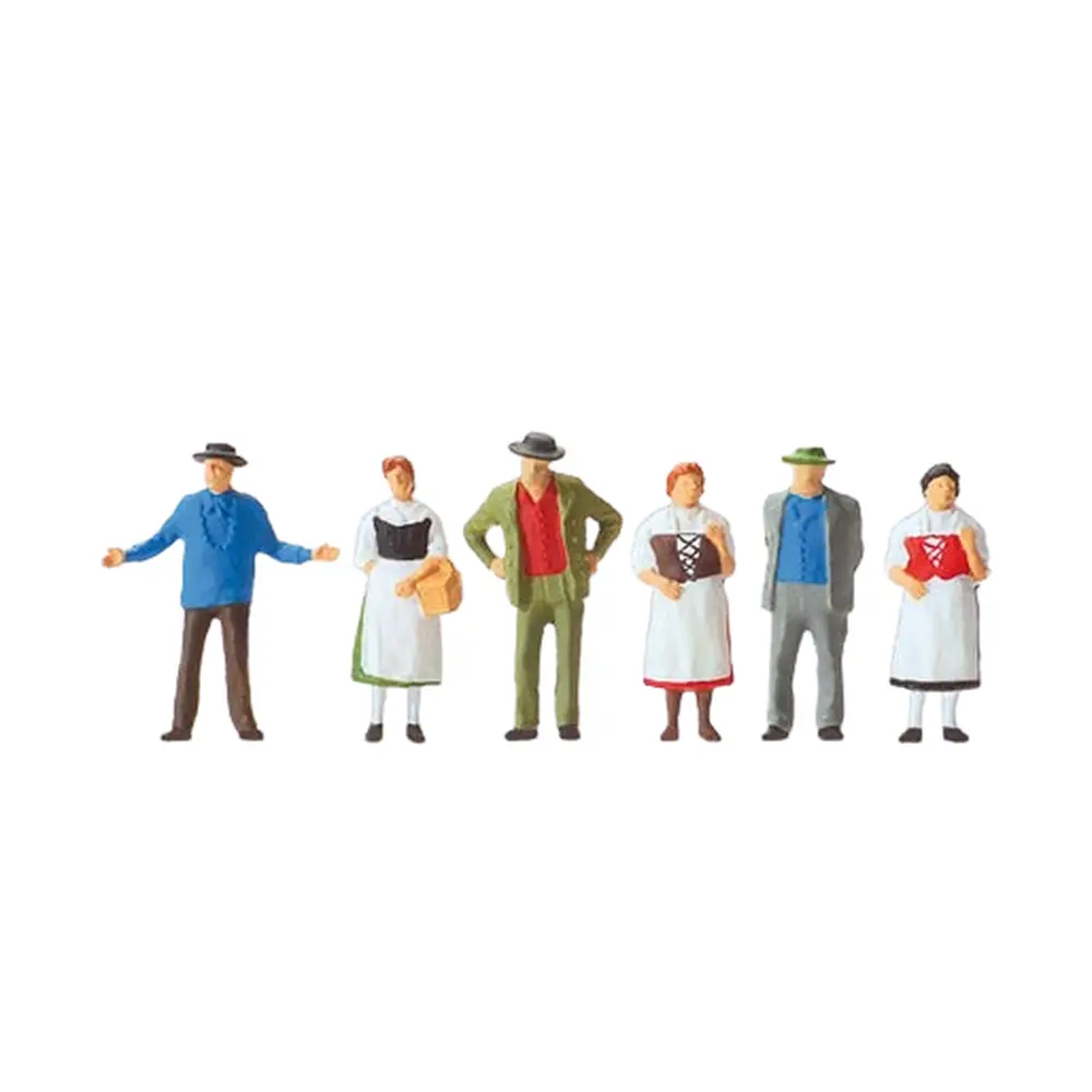 Lot de 6 personnages au marché du village - Preiser 14048 - HO 1/87