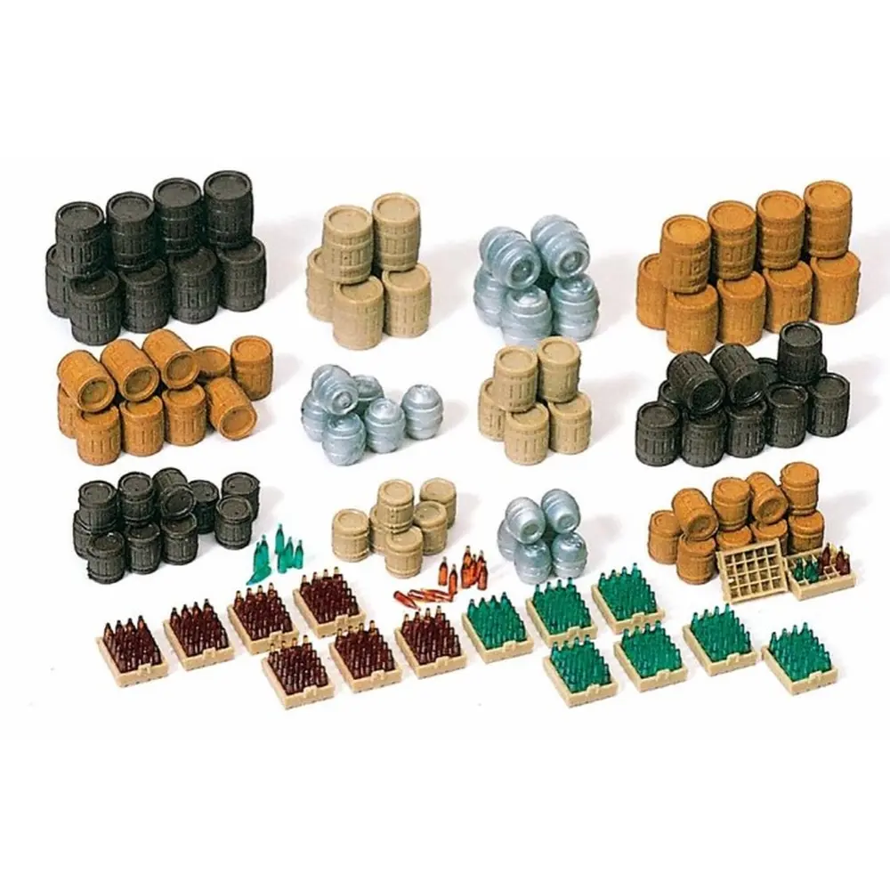 Tonneaux à Bières et Casiers à Bouteilles - Preiser 17105 - HO : 1/87