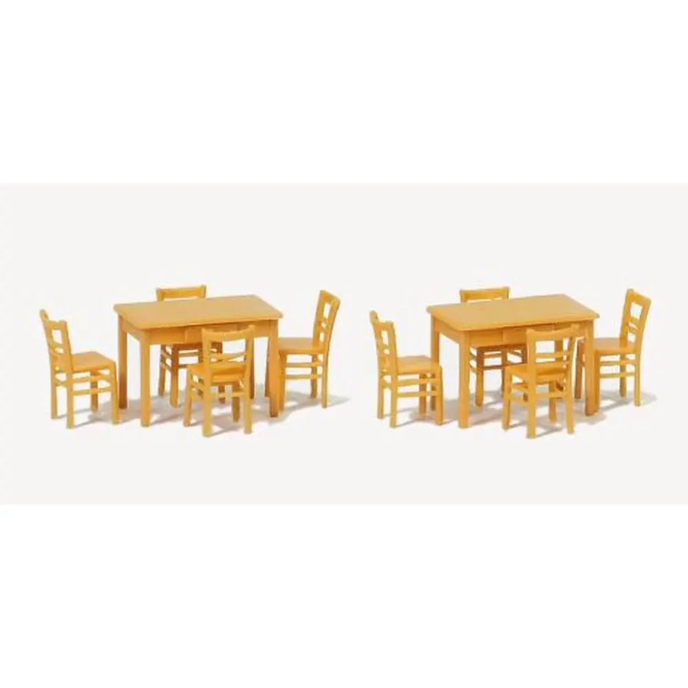 Lot de 2 tables et 8 chaises - Preiser 17218 - HO 1/87