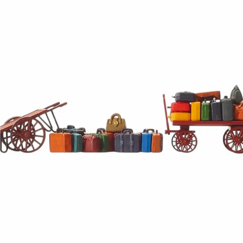 15 bagages en vrac + chariots - Preiser 17705 - HO 1/87