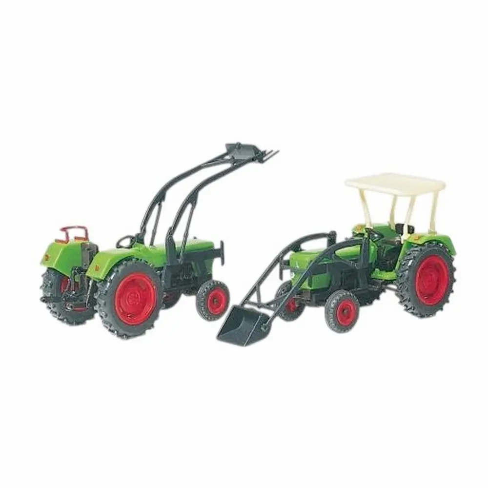 2 tracteurs Deutz D6206 - Preiser 17922 - HO 1/87