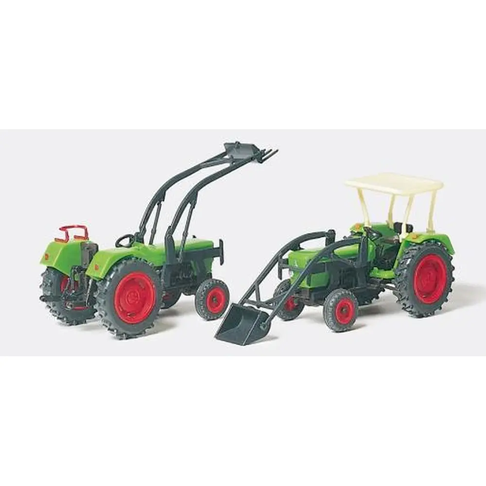 2 tracteurs Deutz D6206 - Preiser 17922 - HO 1/87