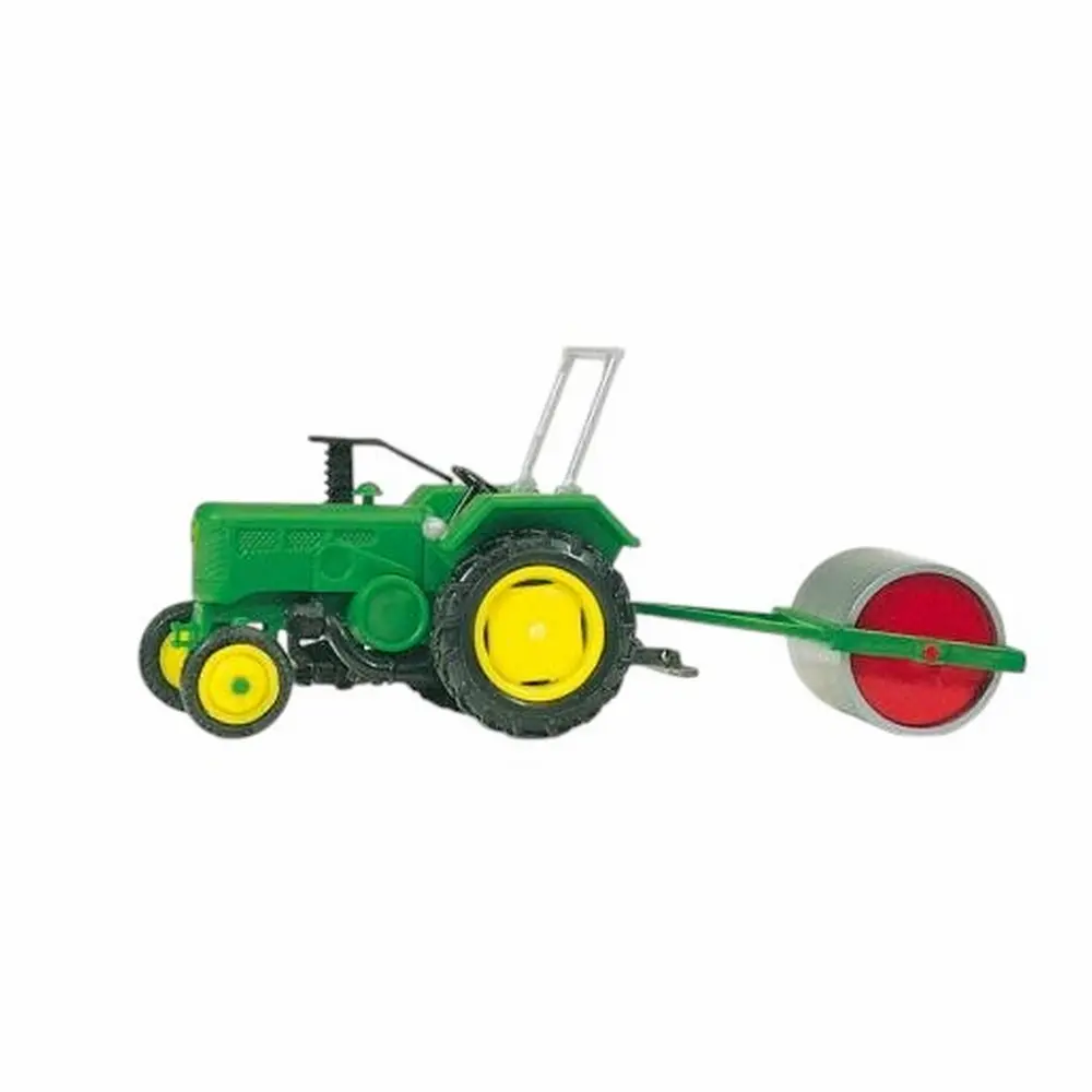 Tracteur agricole avec rouleau agricole - Preiser 17929 - HO 1/87