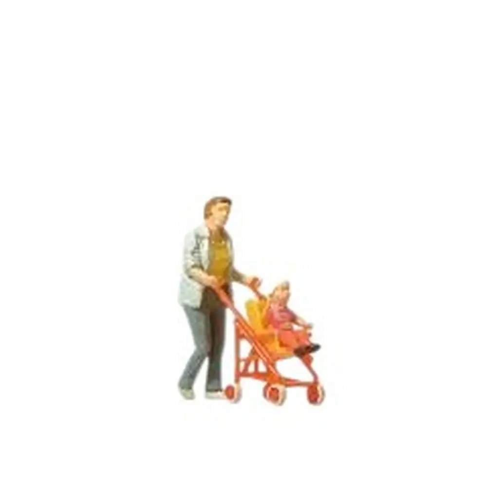 Femme avec poussette - Preiser 28079 - HO 1/87