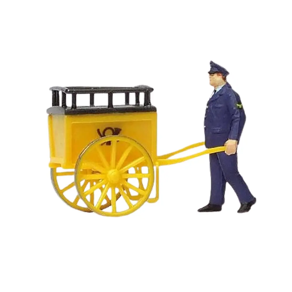 Facteur + Chariot - Preiser 28083 - HO : 1/87