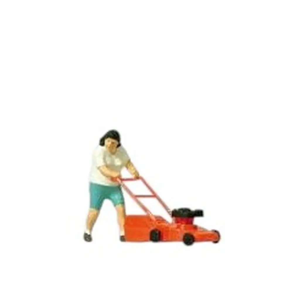 Personnage tondant la pelouse - Preiser 28058 - HO 1/87