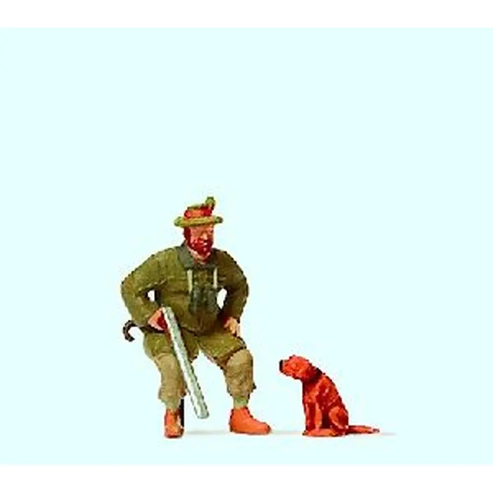 Lot chasseur et son chien - Preiser 28129 - HO 1/87