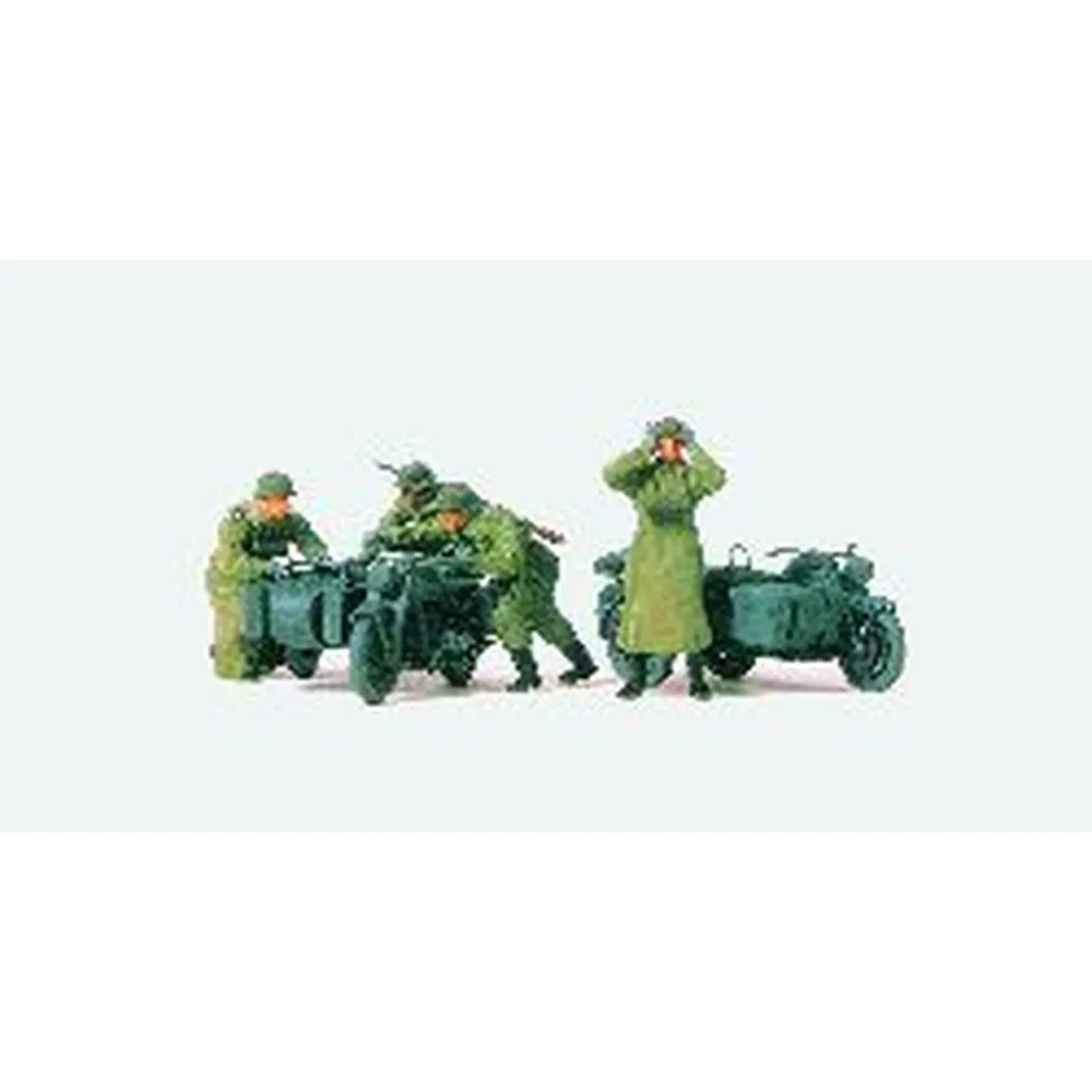 Motards allemands avec moto et sidecar - PREISER 72539 - 1/72