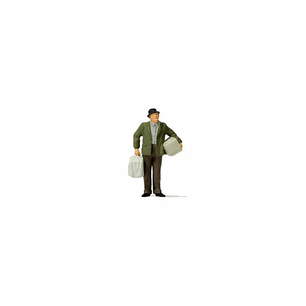Personnage homme avec cages à oiseaux - Preiser 28160 - HO 1/87