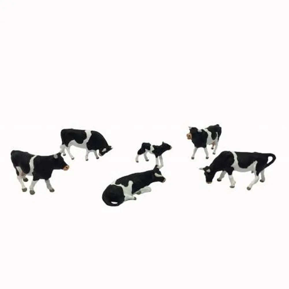 Lot de 6 Vaches Noir & Blanches - PREISER 10145 - HO : 1/87