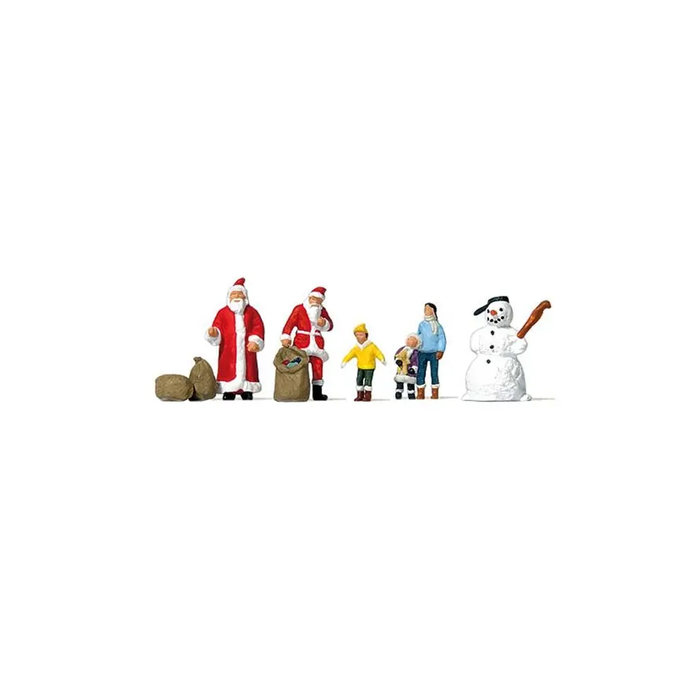 Lot de personnages miniatures représentant des enfants rencontrant le père Noël - Preiser 79226 - N 1/160
