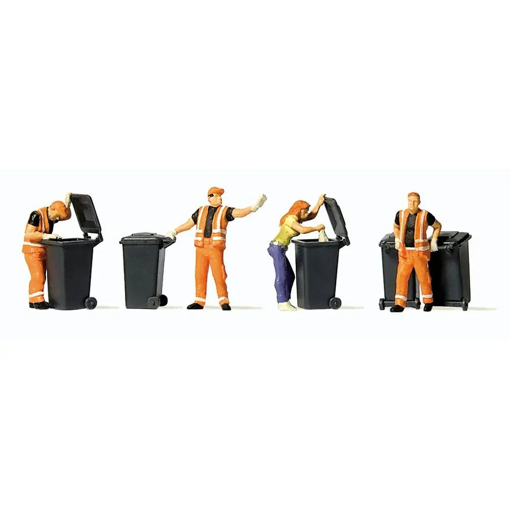 Eboueurs avec Poubelles - Preiser 10651 - HO 1/87
