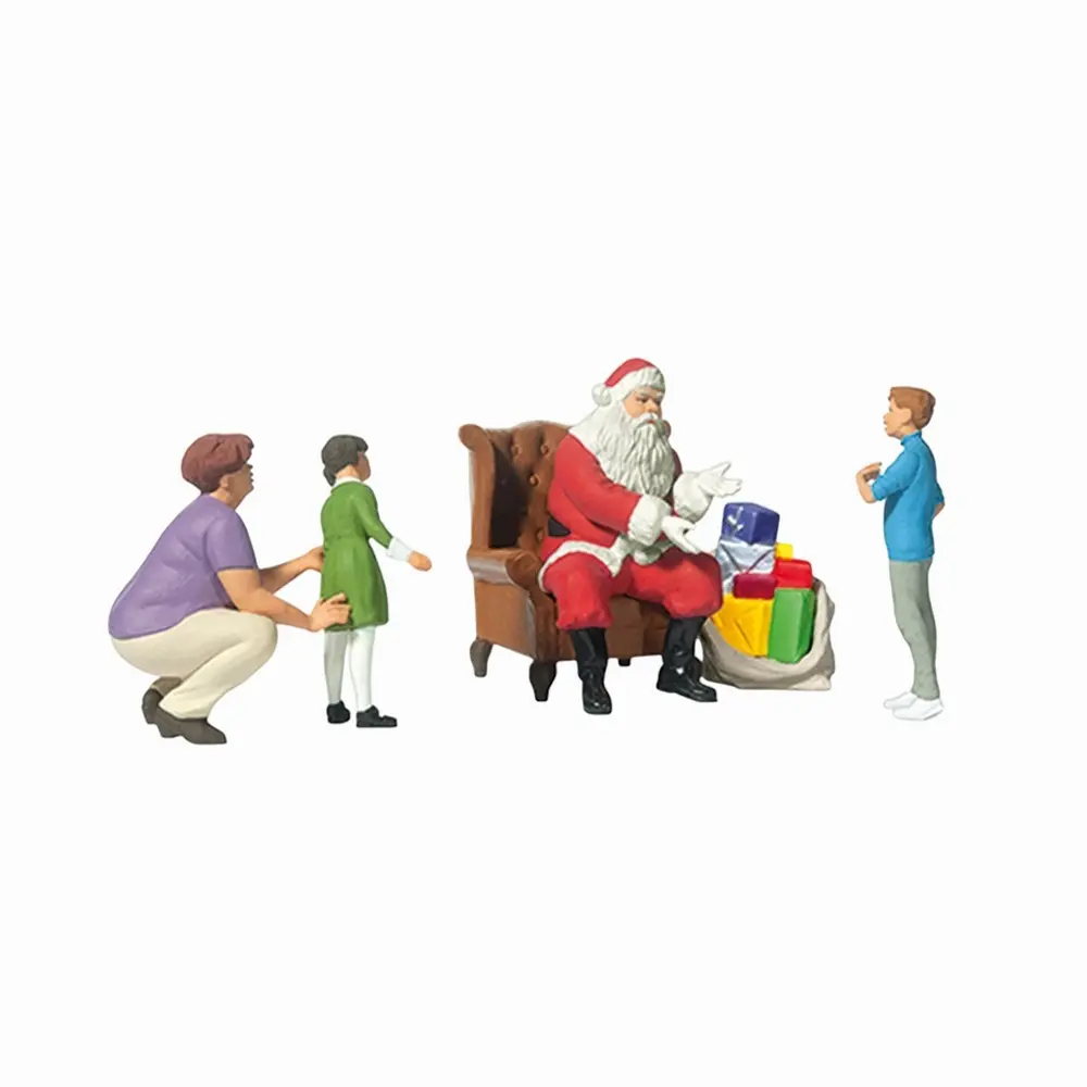 Père Noël avec 2 enfants et 1 maman - Preiser 10763 - HO 1/87