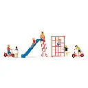 Lot de 7 enfants + Air de Jeux - PREISER 10616 - HO 1/87