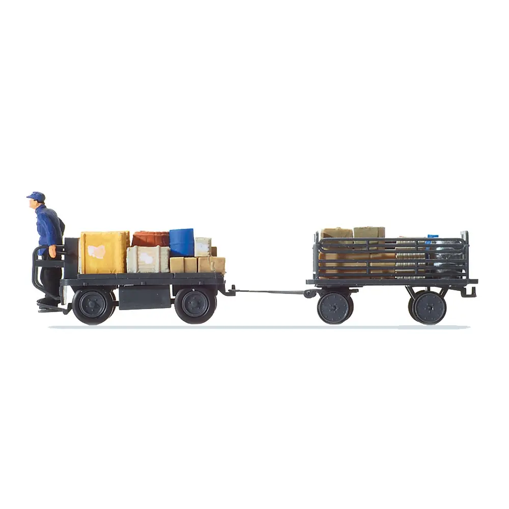 1 cheminot conduisant un chariot électrique - PREISER 10256 - HO 1/87