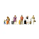 6 voyageurs avec des valises à roulettes - PREISER 10641 - HO 1/87