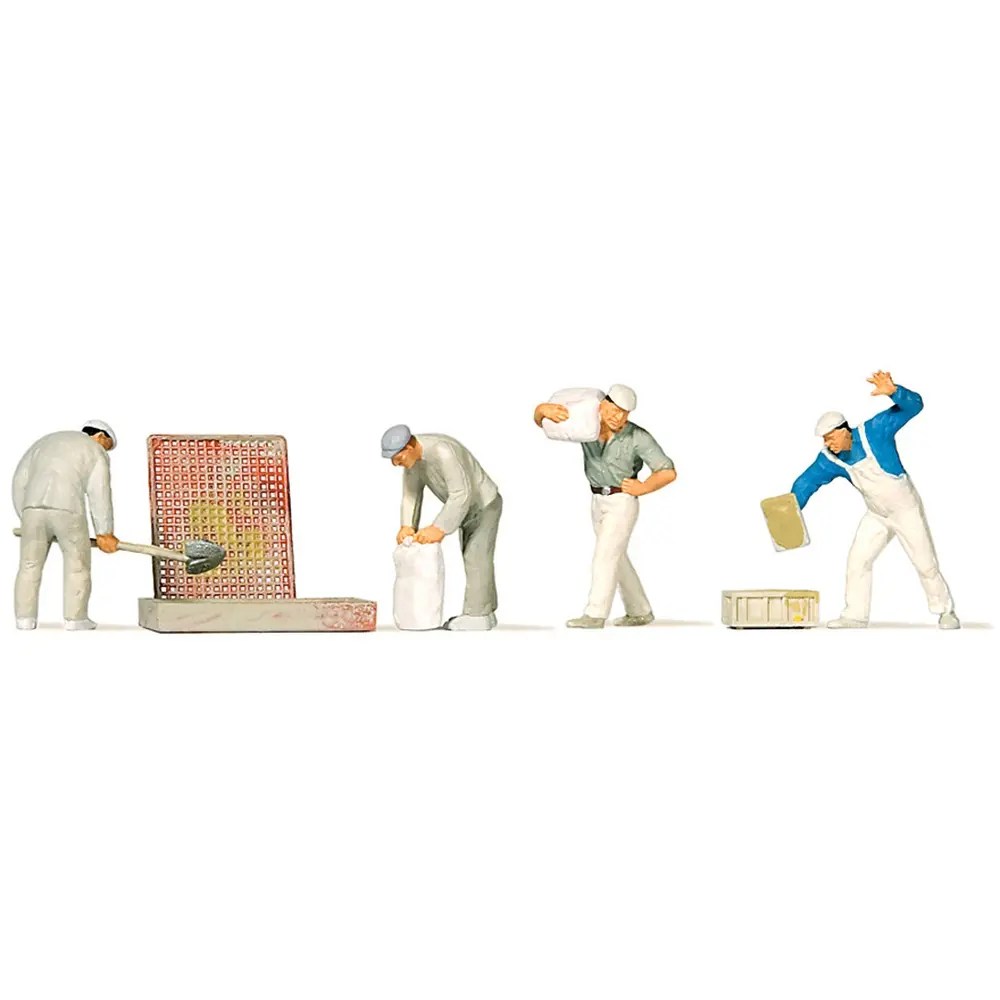 Lot de 4 Maçons et Accessoires - PREISER 10654 - HO 1/87