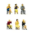 Lot de 6 personnages miniatures assis en train d'applaudir - Preiser HO 1/87 - 10624