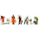 Lot de 5 personnages transportant des casiers à bouteille - PREISER 10656 - HO 1/87