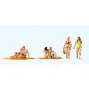 Lot de 6 personnages à la plage avec serviettes - Preiser 10671 - HO 1/87