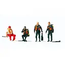 Lot de 4 personnages plongeurs Preiser 10693 - HO : 1/87