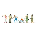 Lot de 6 personnages dans une station service - Preiser 10709 - HO 1/87