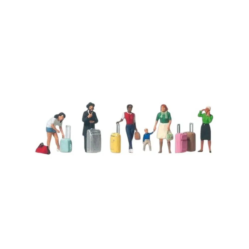 6 personnages voyageurs en tenue décontracté - Preiser 10795 - HO 1/87