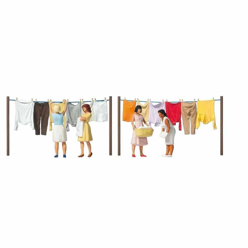 4 Femmes étendant du Linge - Preiser 10741 - HO 1/87