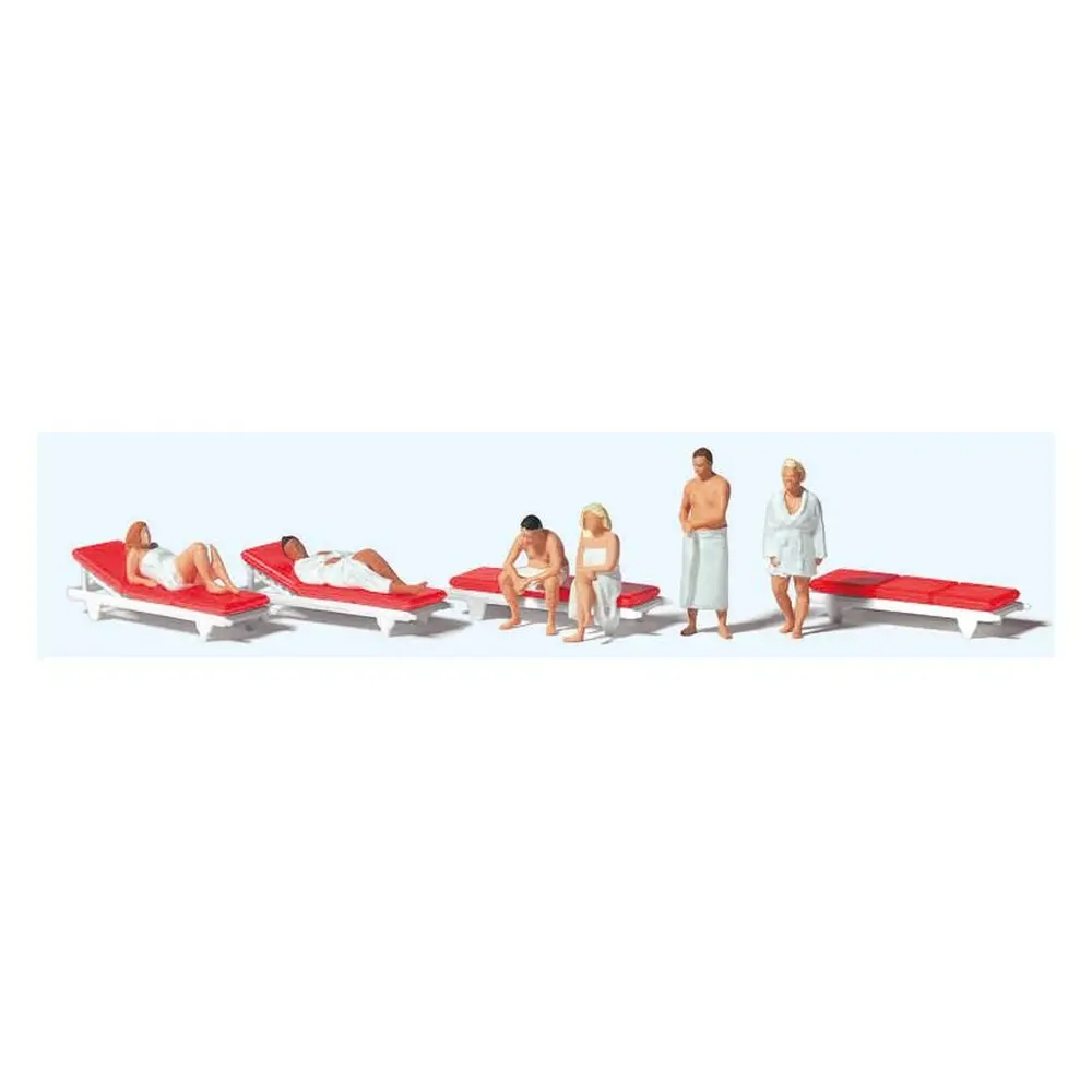 Lot de 6 Personnages au Sauna PREISER 10801 - HO 1:87
