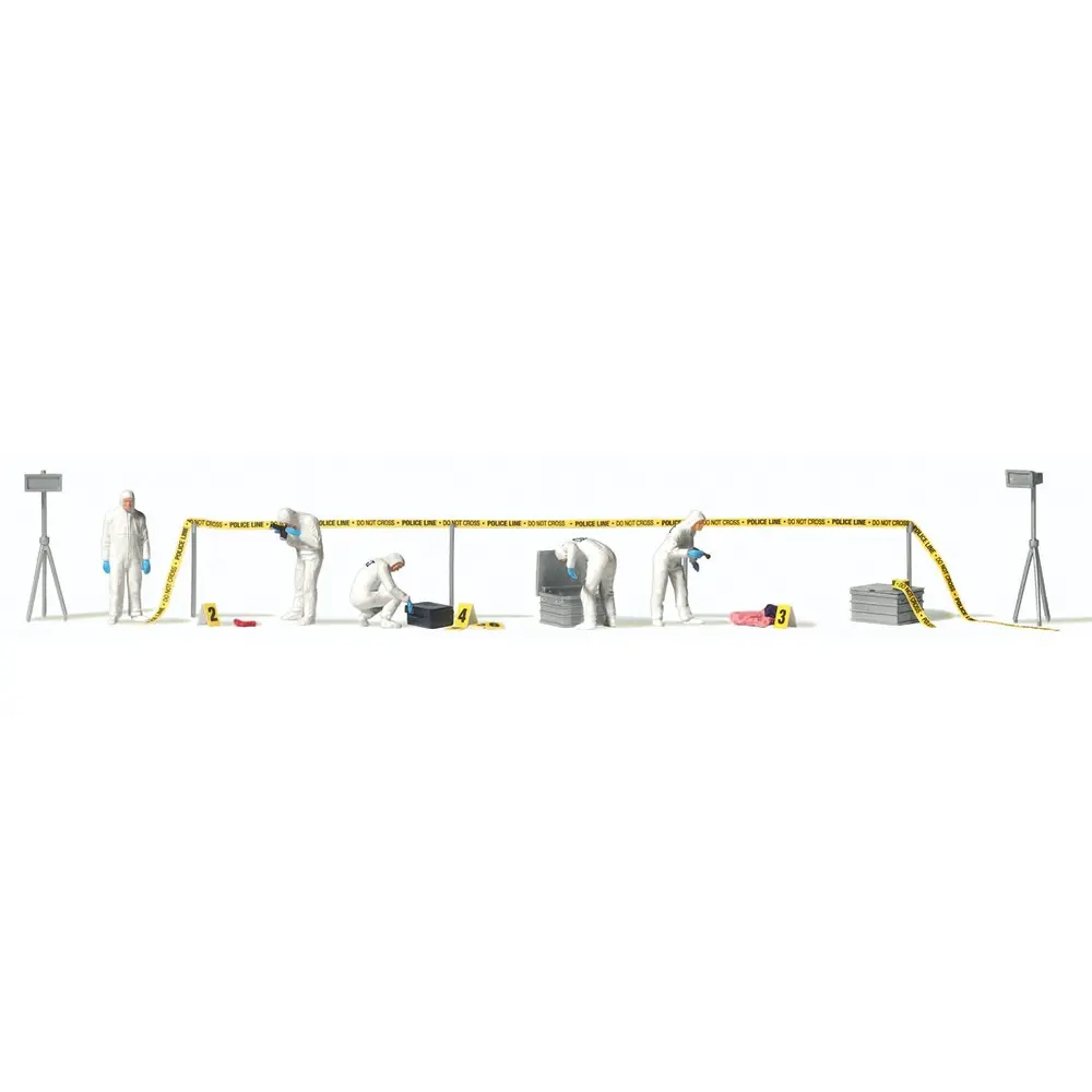 Équipe de police scientifique et scène de crime PREISER 10800 - HO 1/87