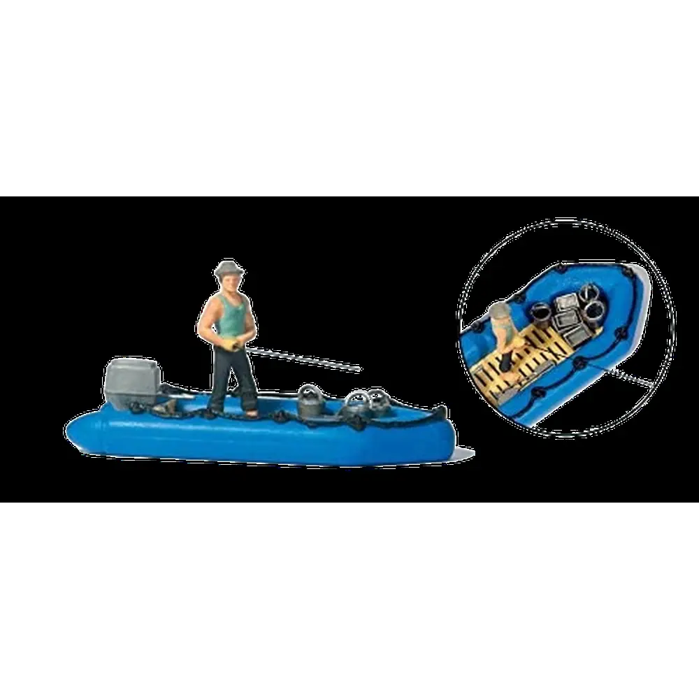 Pêcheur et bateau pneumatique PREISER 10687 - HO 1/87