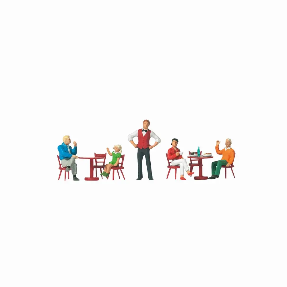 5 personnages "Au bistrot" & tables et chaises - Preiser 10786 - HO 1/87