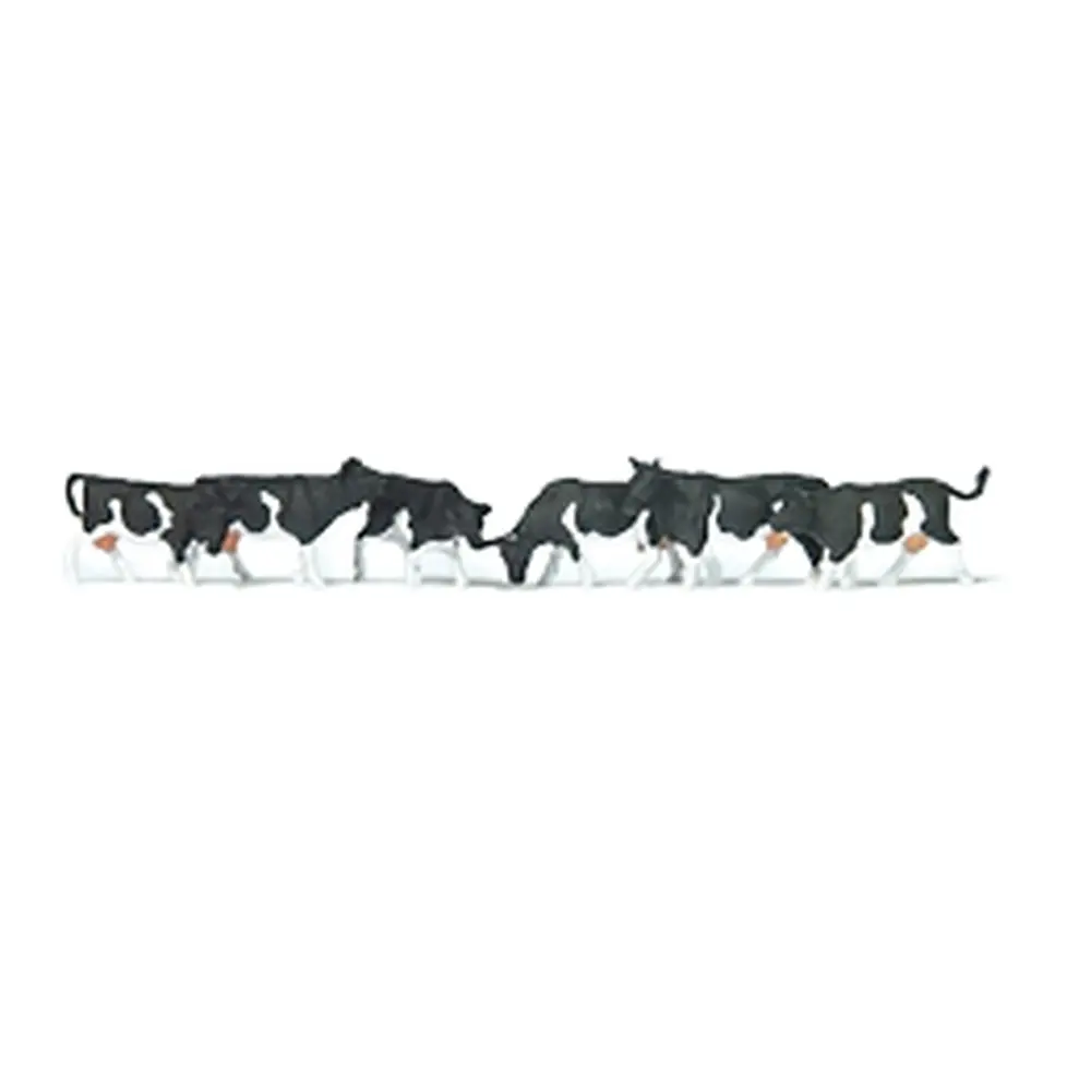 Lot de 6 vaches noires tachetées PREISER 79228 N 1/160