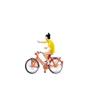 Femme faisant du vélo sans tenir le guidon - Preiser 28181 - HO 1/87