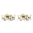 Lot de 2 tables et 8 chaises en bois PREISER 68281 - Échelle 1/50ème