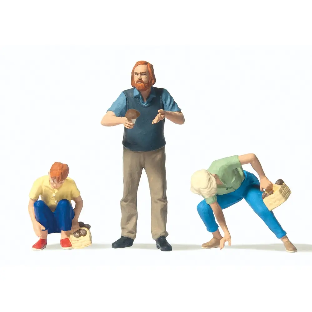 Lot de 3 personnages - cueilleurs de champignons - Preiser 44941 - G : 1/22.5